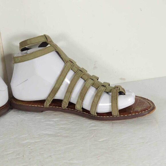 Sam Edelman Women's Gilda US8 Leather Green Camo Strappy Roman Gladiator Sandals - Picture 7 of 12